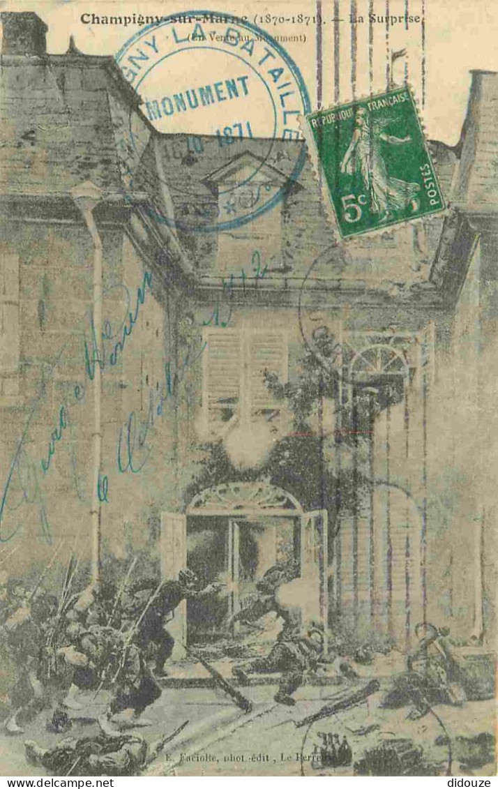 Carte Postale Ancienne - 94 - Champigny sur Marne - Bataille de Champigny 1870-71 - La Surprise - Histoire - Militaria -