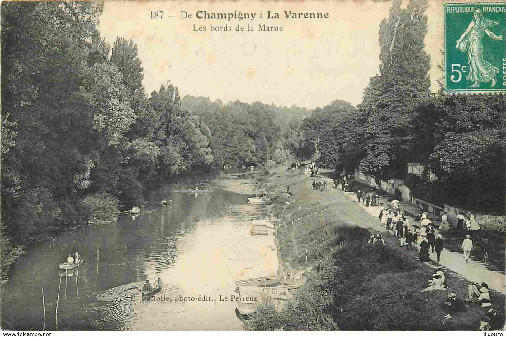 Carte Postale Ancienne - 94 - Champigny sur Marne - Champigny à La Varenne - Les bords de la Marne - Animée - CPA - Obli
