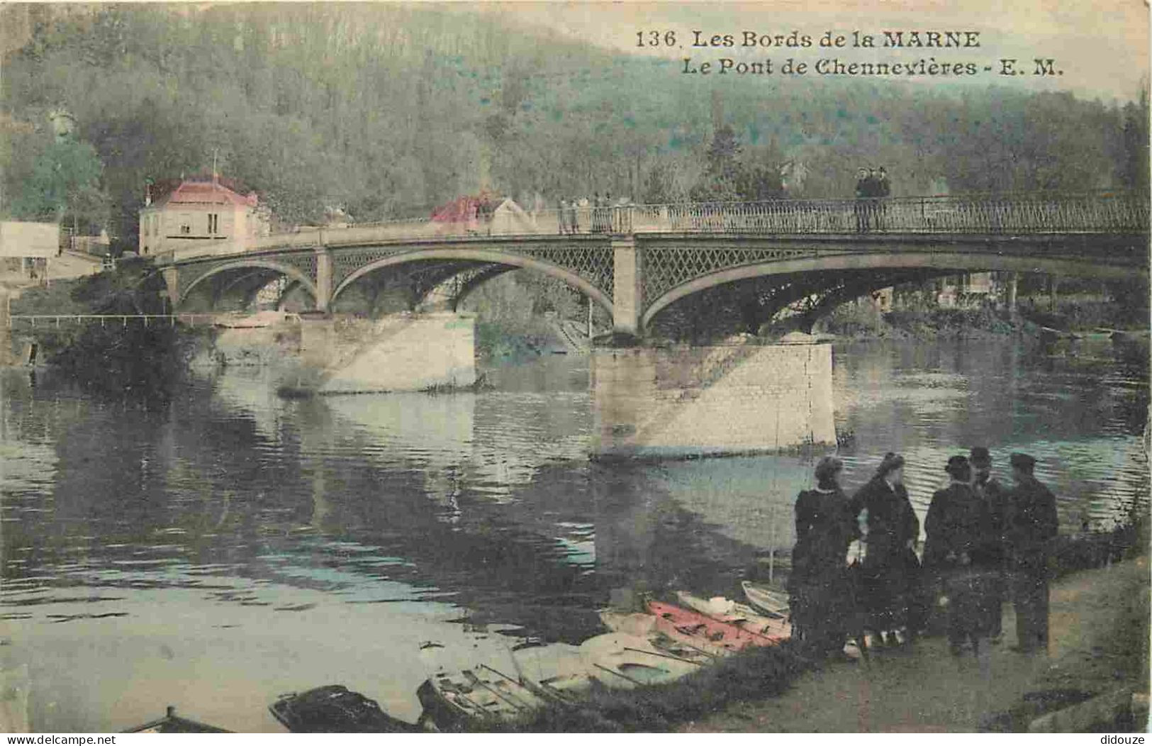 Carte Postale Ancienne - 94 - Chennevieres sur Marne - Les bords de la Marne - Le Pont de Chennevières - Animée - Colori