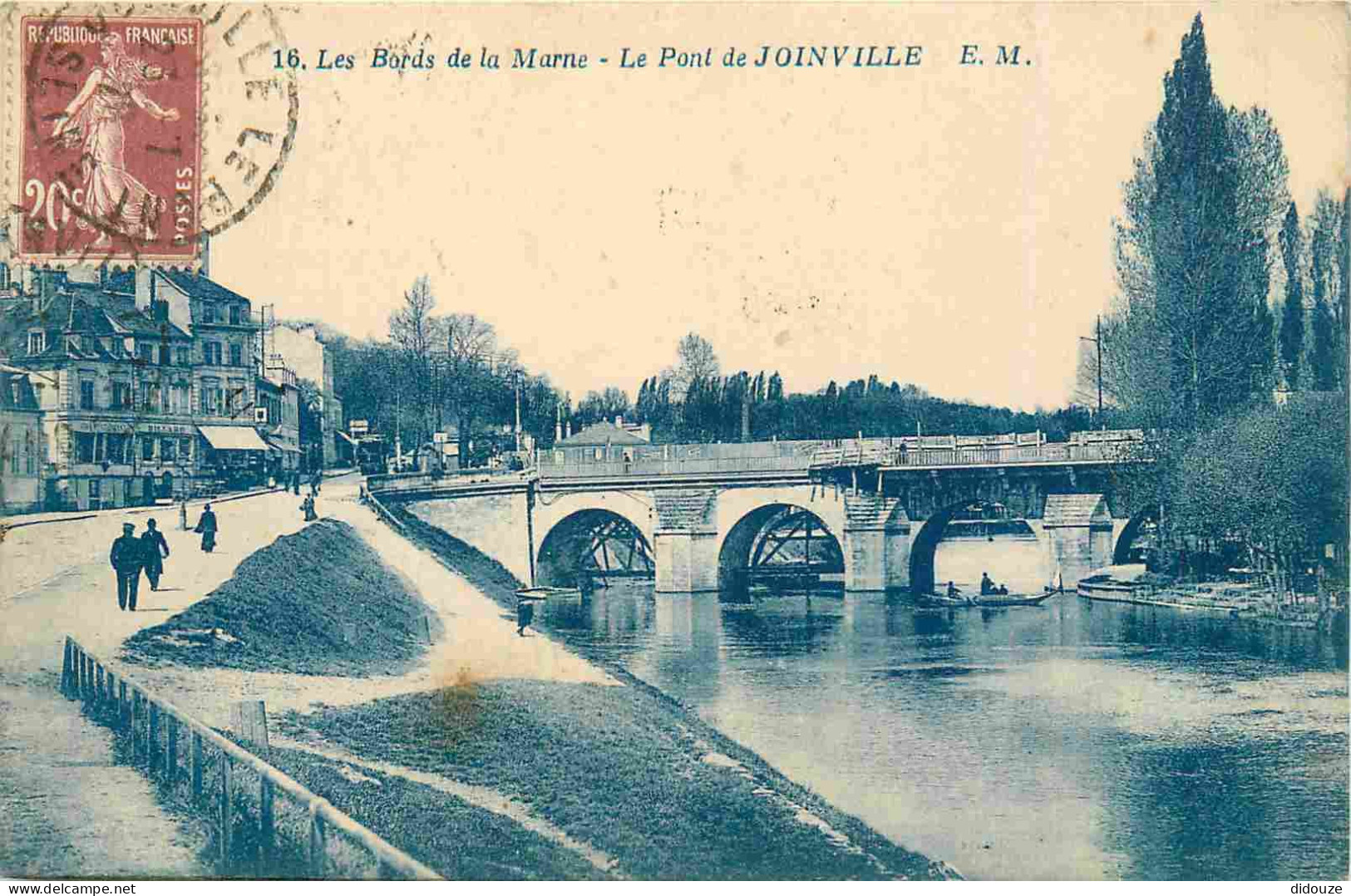 Carte Postale Ancienne - 94 - Joinville le Pont - Bords de la Marne - Le Pont de Joinville - Animée - CPA - Oblitération