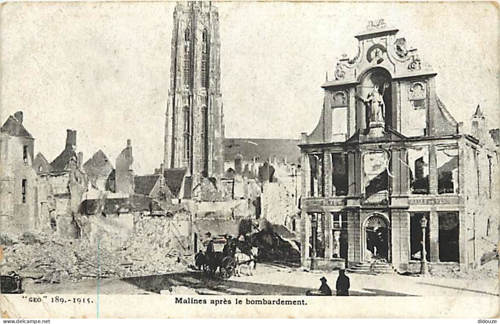 Carte Postale Ancienne - Belgique - Malines - Guerre 1914-1918 - Malines après le bombardement - Animée - Ruines - Etat