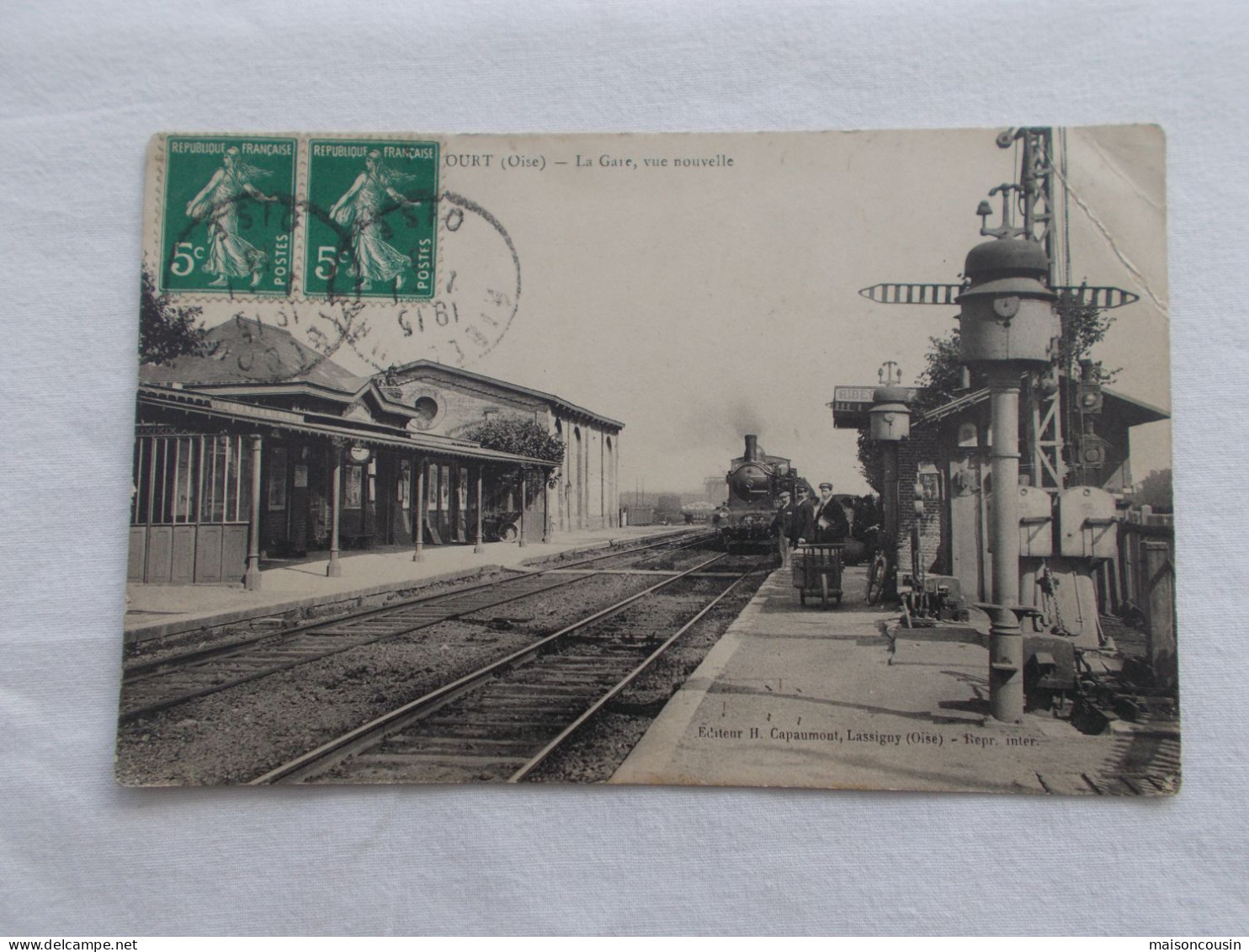CARTE POSTALE ANCIENNE CPA POSTCARD RIBECOURT LA GARE VUE NOUVELLE ARRIVE TRAIN DRESLINCOURT