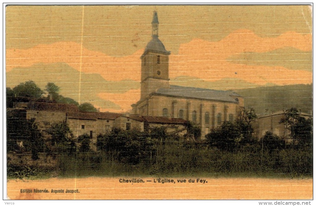 CARTE POSTALE ANCIENNE DE CHEVILLON -  L'église vue du Fey