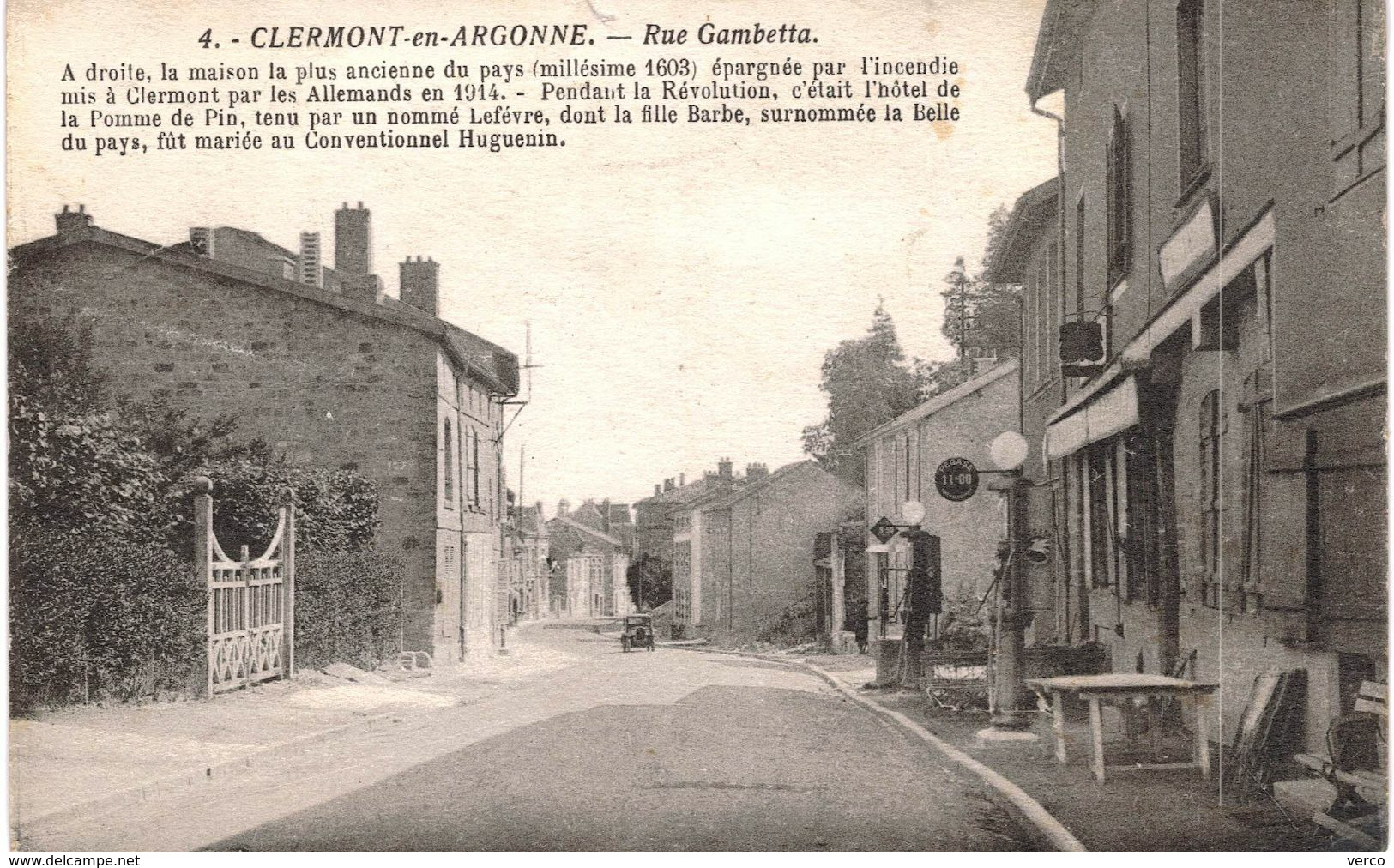 Carte POSTALE Ancienne de  CLERMONT en ARGONNE - Rue Gambetta, POMPE a ESSENCE