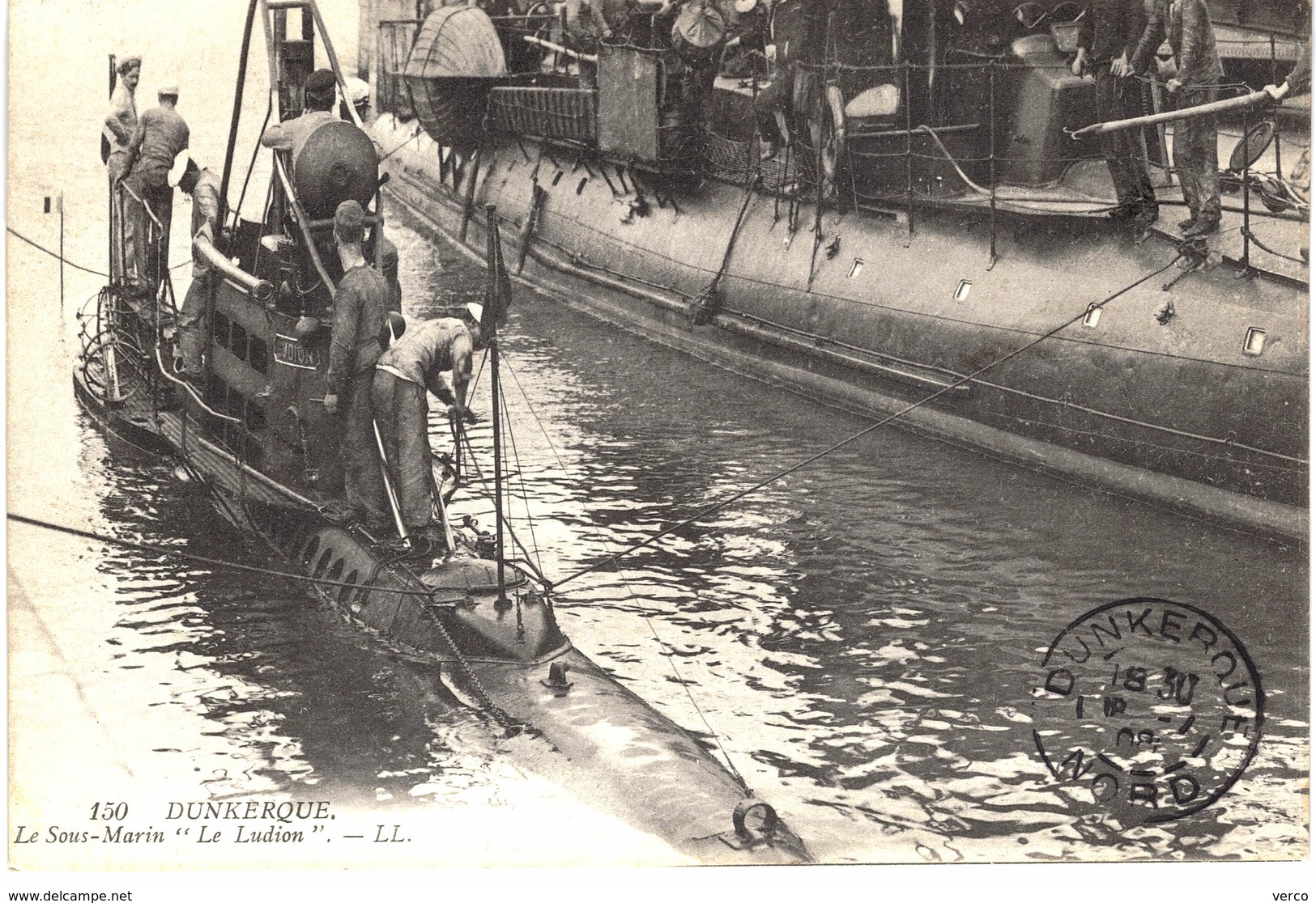 Carte postale ancienne de DUNKERQUE  (SOUS MARINS) - le sous marin " Le Ludion "