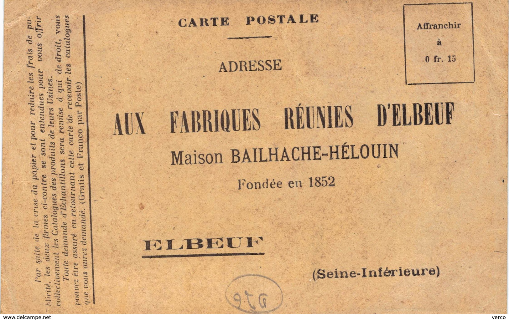 CARTE POSTALE Ancienne  de ELBEUF - Maison BAILHACHE - HELOUIN