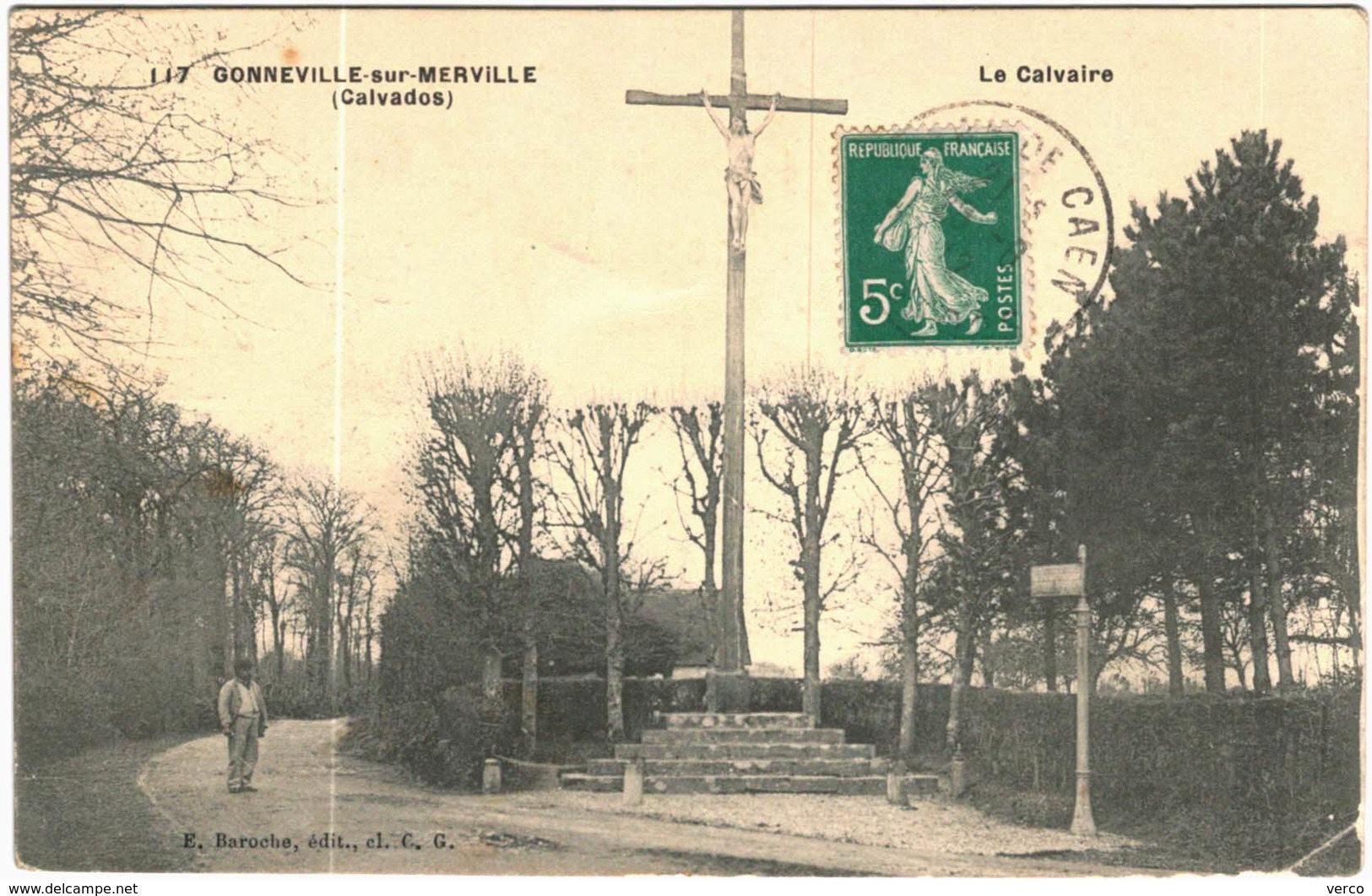 Carte Postale Ancienne de GONNEVILLE SUR MERVILLE-Le Calvaire