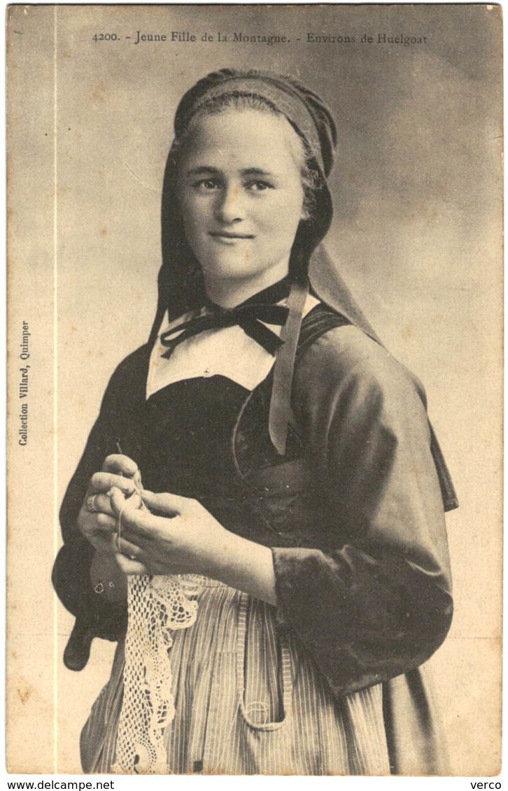 Carte Postale Ancienne de Jeune fille de la montagne-environs de Huelgoat