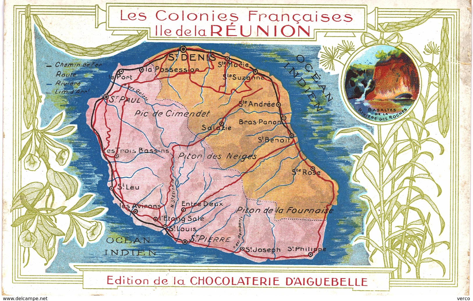 Carte Postale ancienne de LA REUNION - Edition la Chocolaterie d'AIGUEBELLE