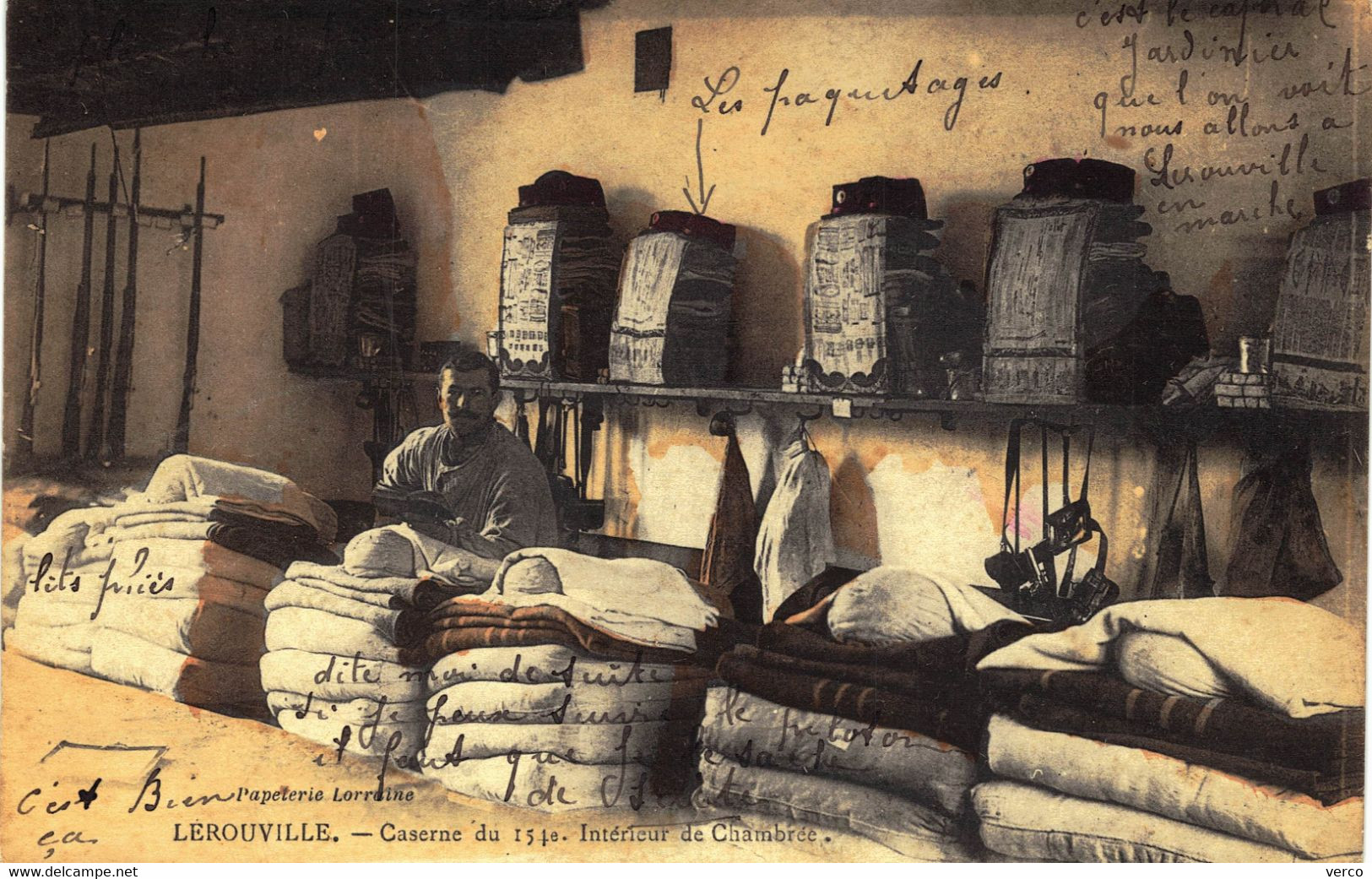 Carte POSTALE Ancienne de   LEROUVILLE - Caserne du 154éme