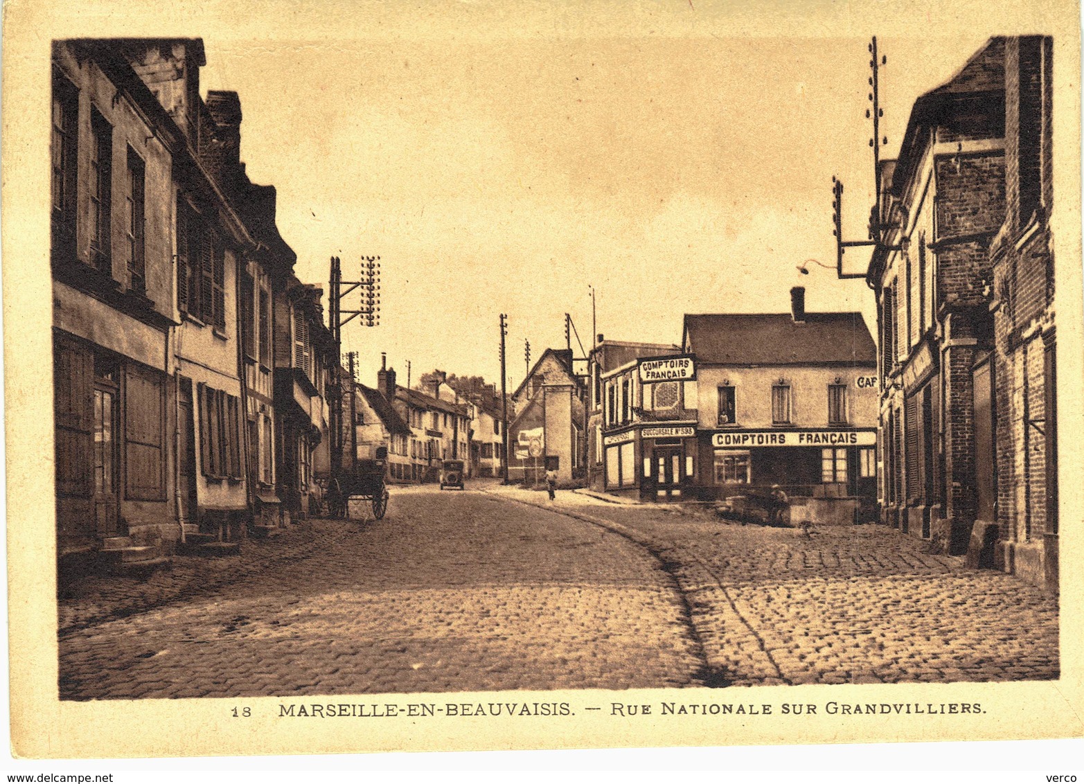 Carte Postale ancienne de  MARSEILLE en BEAUVAISIS - Rue nationale sur Grandvilliers
