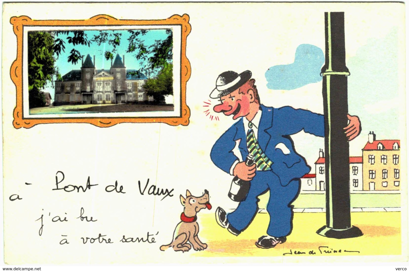 Carte Postale Ancienne de PONT DE VAUX-j'ai bu à votre santé