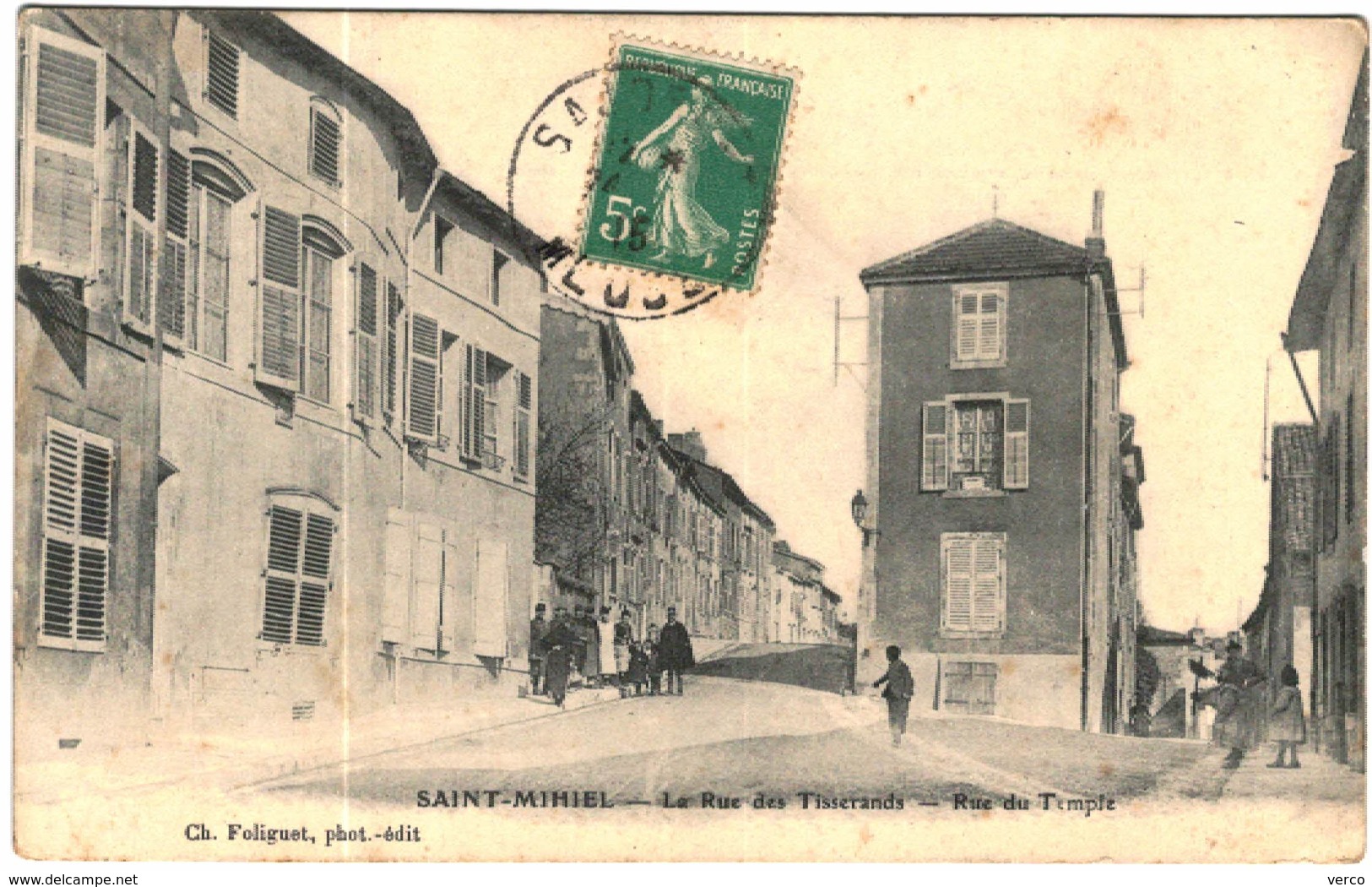 Carte Postale Ancienne de SAINT MIHIEL- La rue des Tisserands-rue du Temple