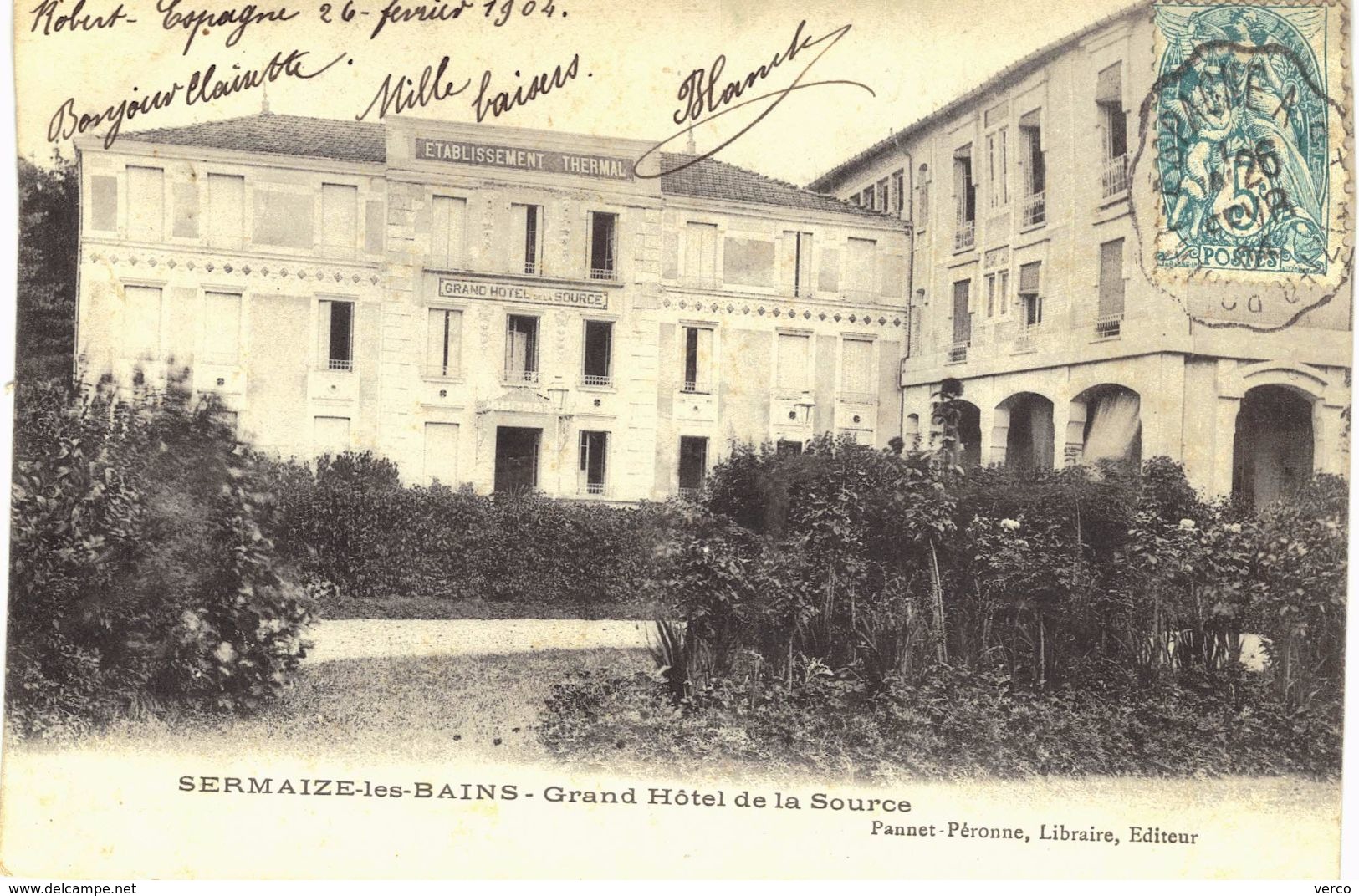 Carte postale ancienne de SERMAIZE les BAINS