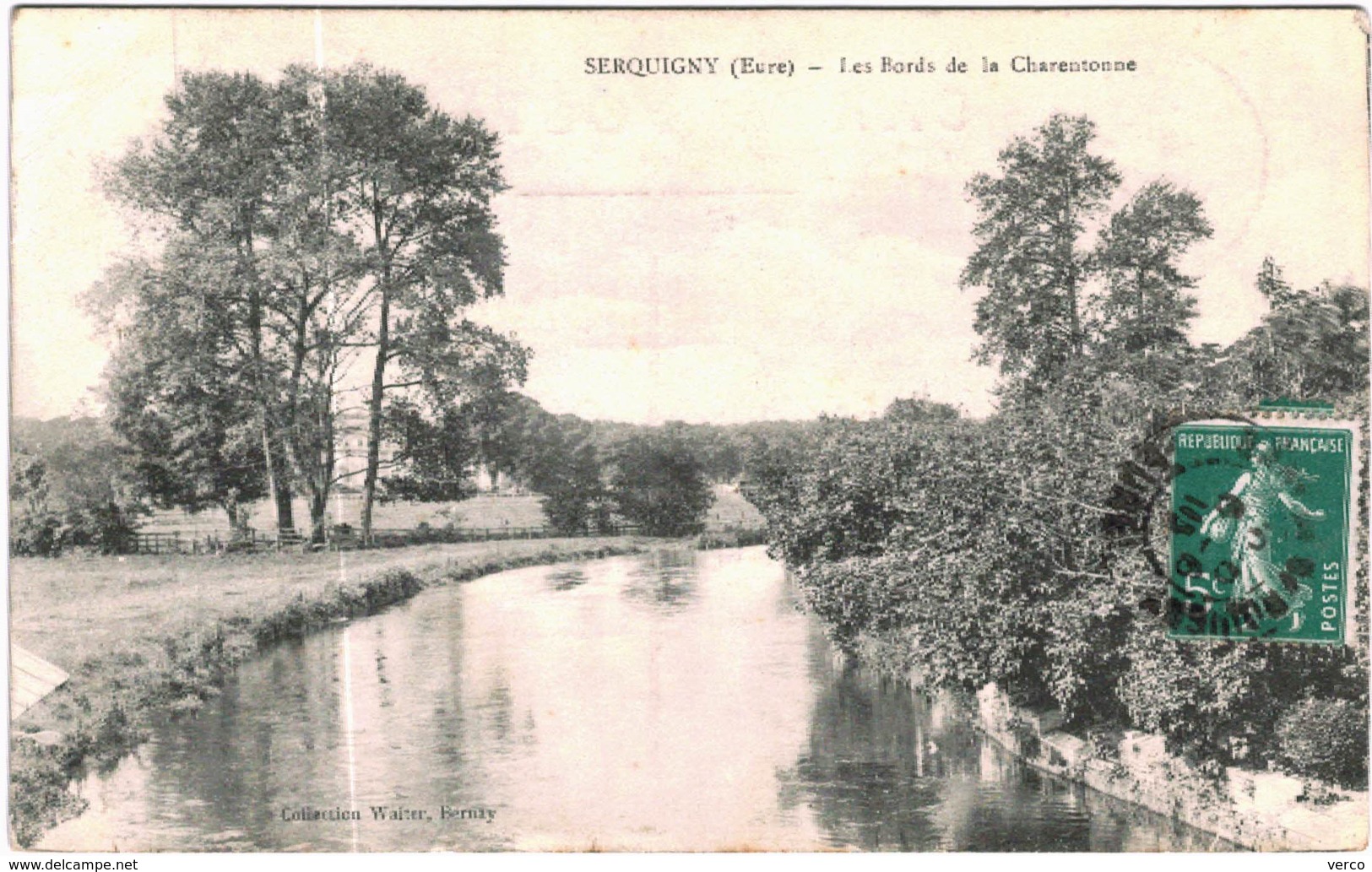 Carte Postale Ancienne de SERQUIGNY-Les Bords de la Charentonne