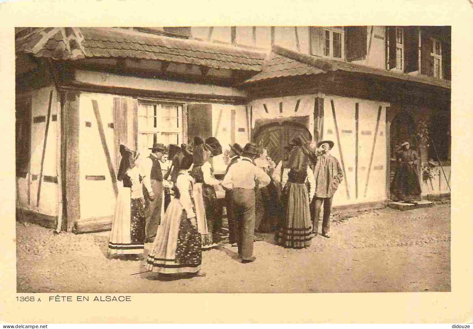 Carte Postale Ancienne - France - Alsace - Fête en alsace - Animée - Folklore Scènes et Types - CPA - Voir Scans Recto-V