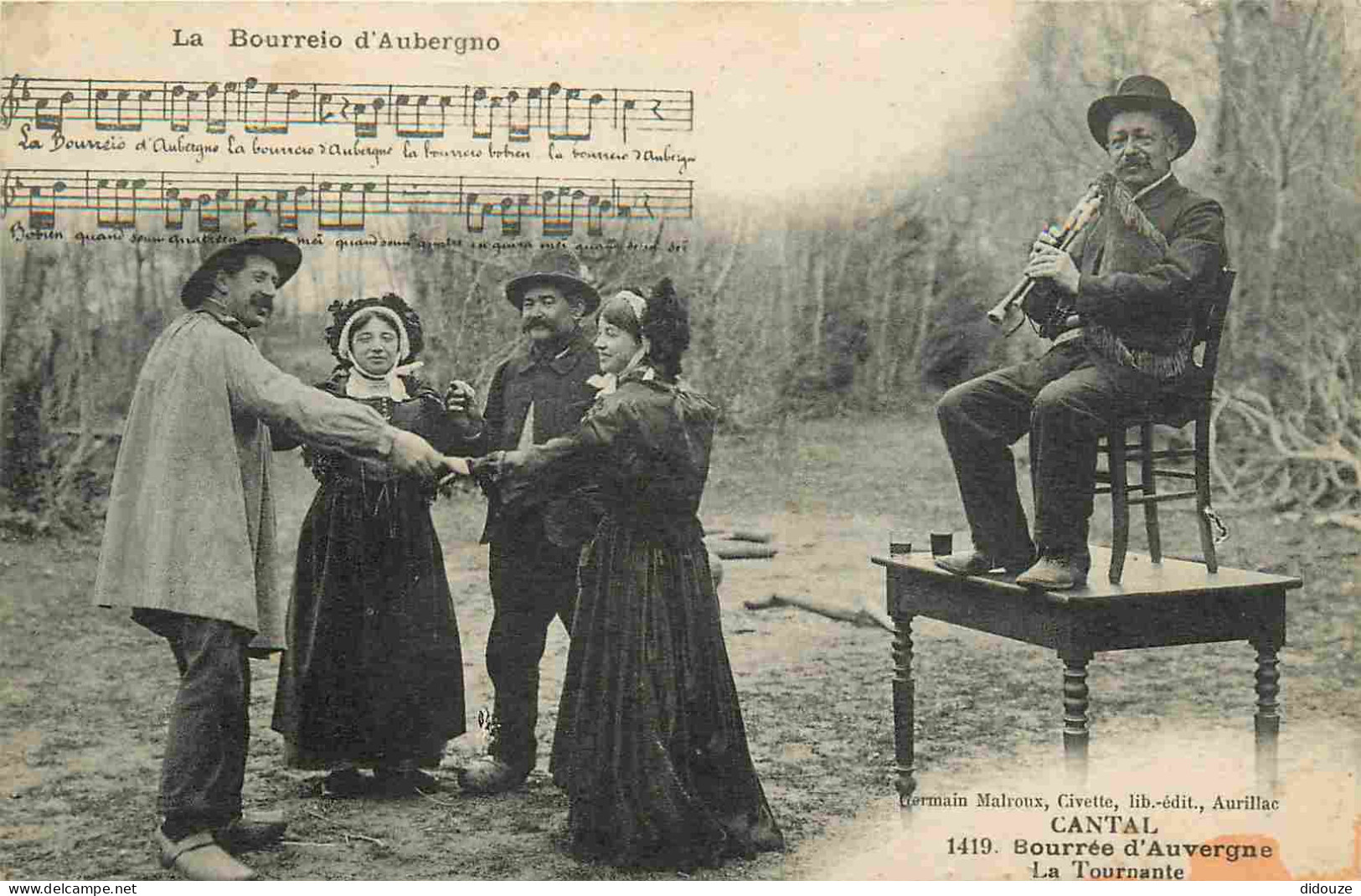 Carte Postale Ancienne - France - Auvergne - Bourrée d'auvergne - la tournante - Animée - Folklore Scènes et Types - CPA