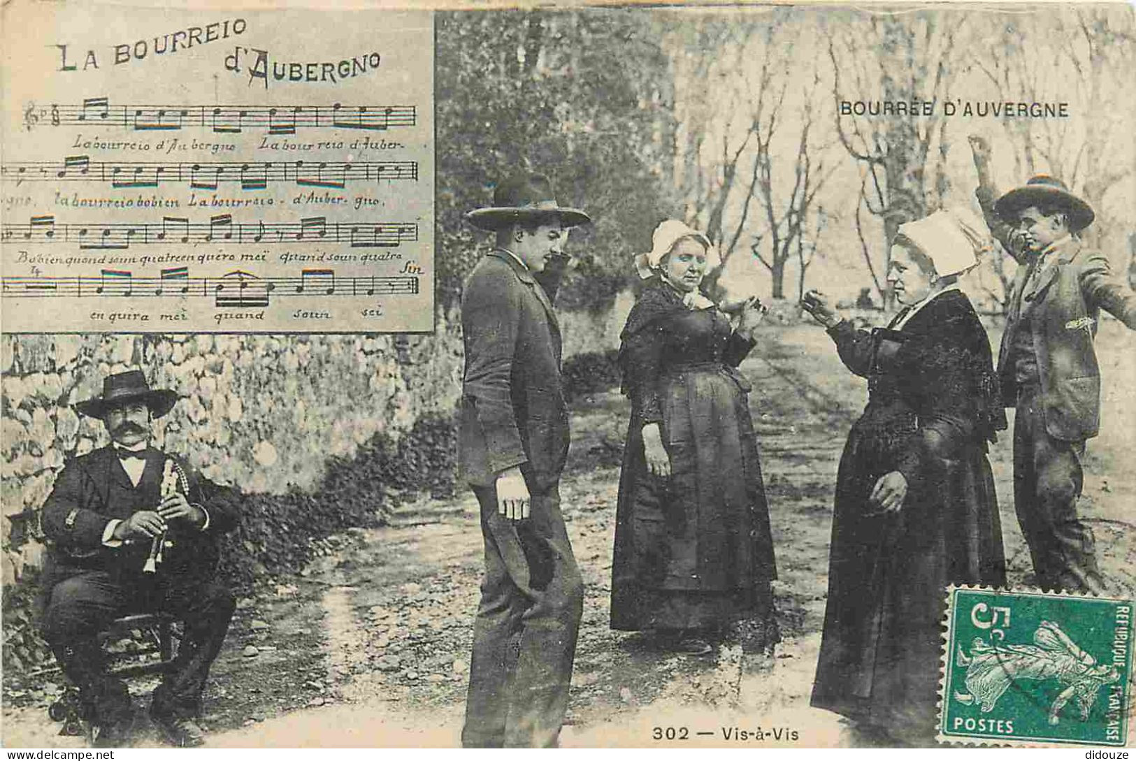 Carte Postale Ancienne - France - Auvergne - Bourrée d'auvergne - vis-à-vis - Animée - Folklore Scènes et Types - CPA -
