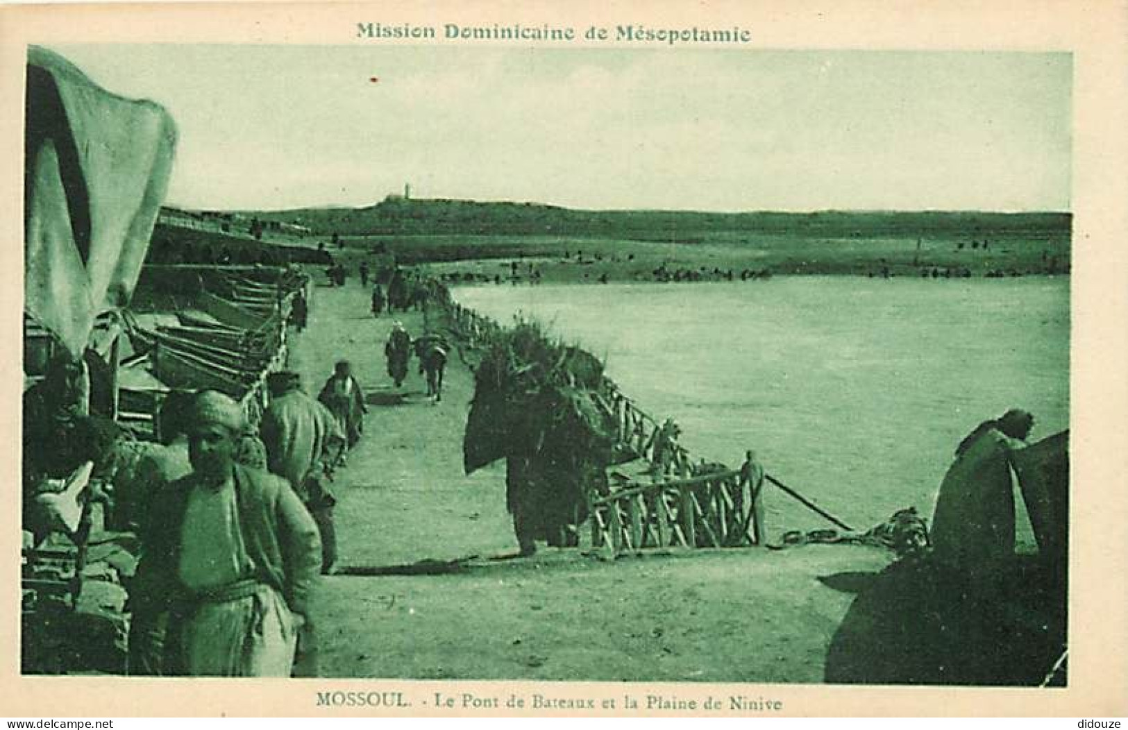 Carte Postale Ancienne - Irak - Mossoul - Mission Dominicaine de Mésopotamie - Le Pont des Bateaux et la Plaine de Niniv
