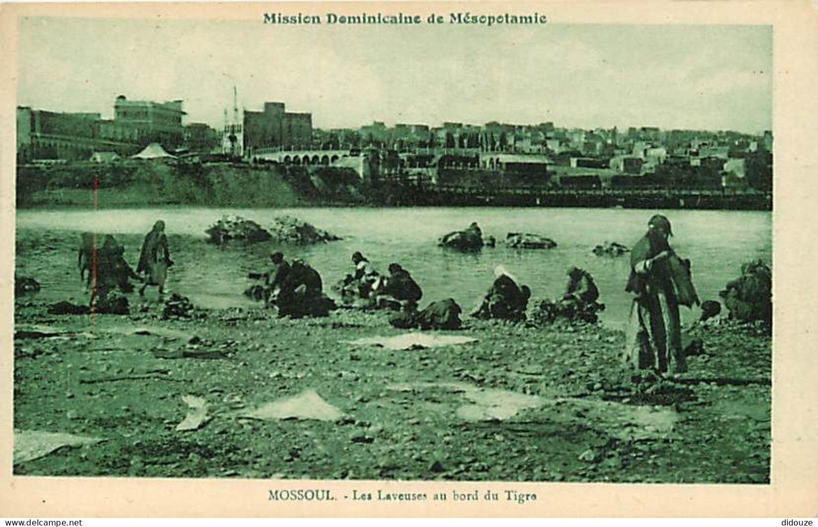 Carte Postale Ancienne - Irak - Mossoul - Mission Dominicaine de Mésopotamie - Les laveuses au bord du Tigre - Animée -