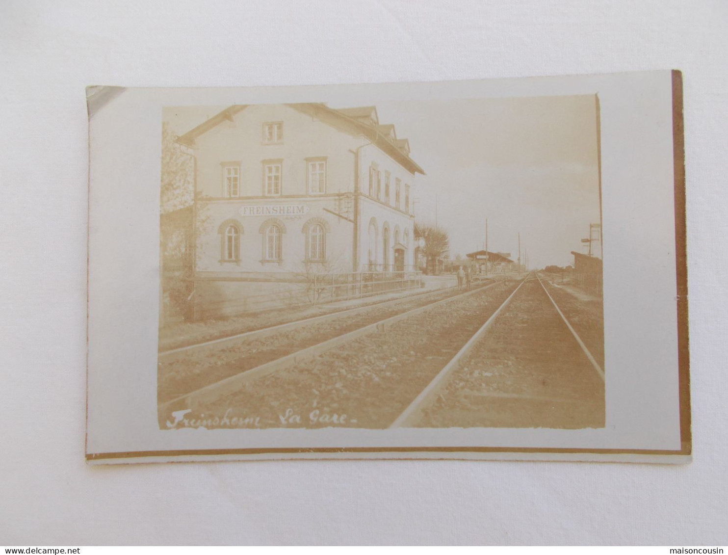 CARTE POSTALE ANCIENNE POST CARD CPA PHOTO FOTO FREINSHEIM LA GARE GERMAN BAHNHOF