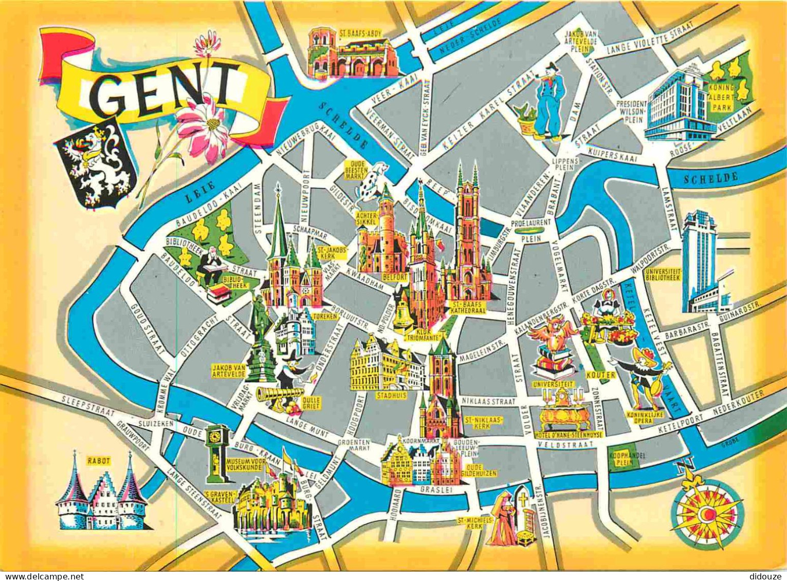 Carte Postale - Belgique - Gent - Plan de la Ville - Carte Géographique - Flandre-Orientale - CPM - Voir Scans Recto-Ver