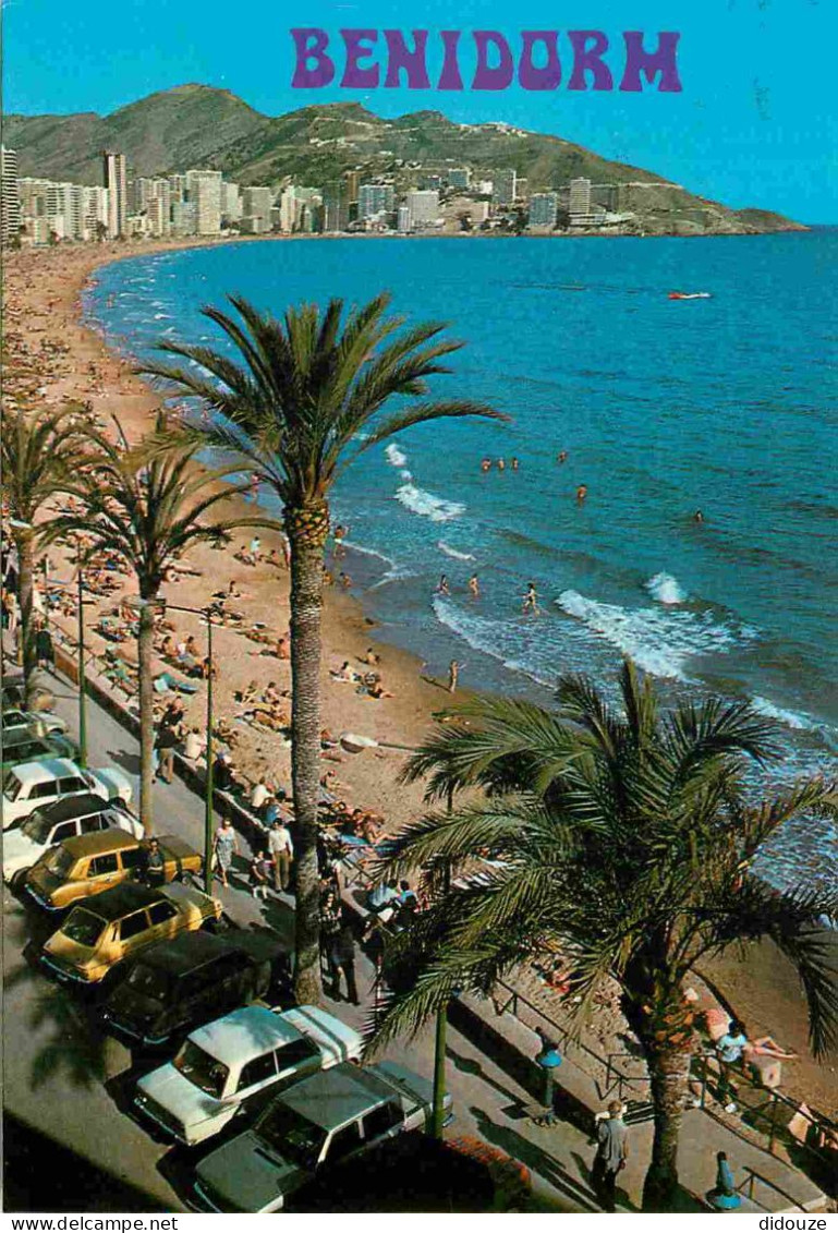 Carte Postale - Espagne - Espana - Comunidad Valenciana - Benidorm - Playa de Levante - Automobiles - Plage - CPM - Voir