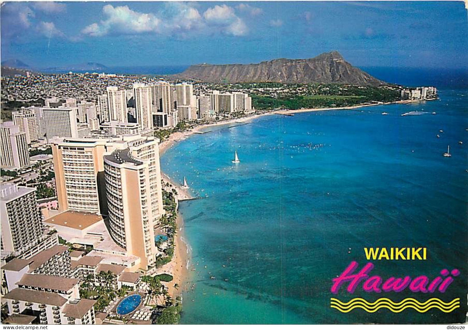 Carte Postale - Etats Unis - Hawaï - Honolulu - Waikiki - Halekulani and Sheraton Waikiki Hotel along Waiki Beach in Hon