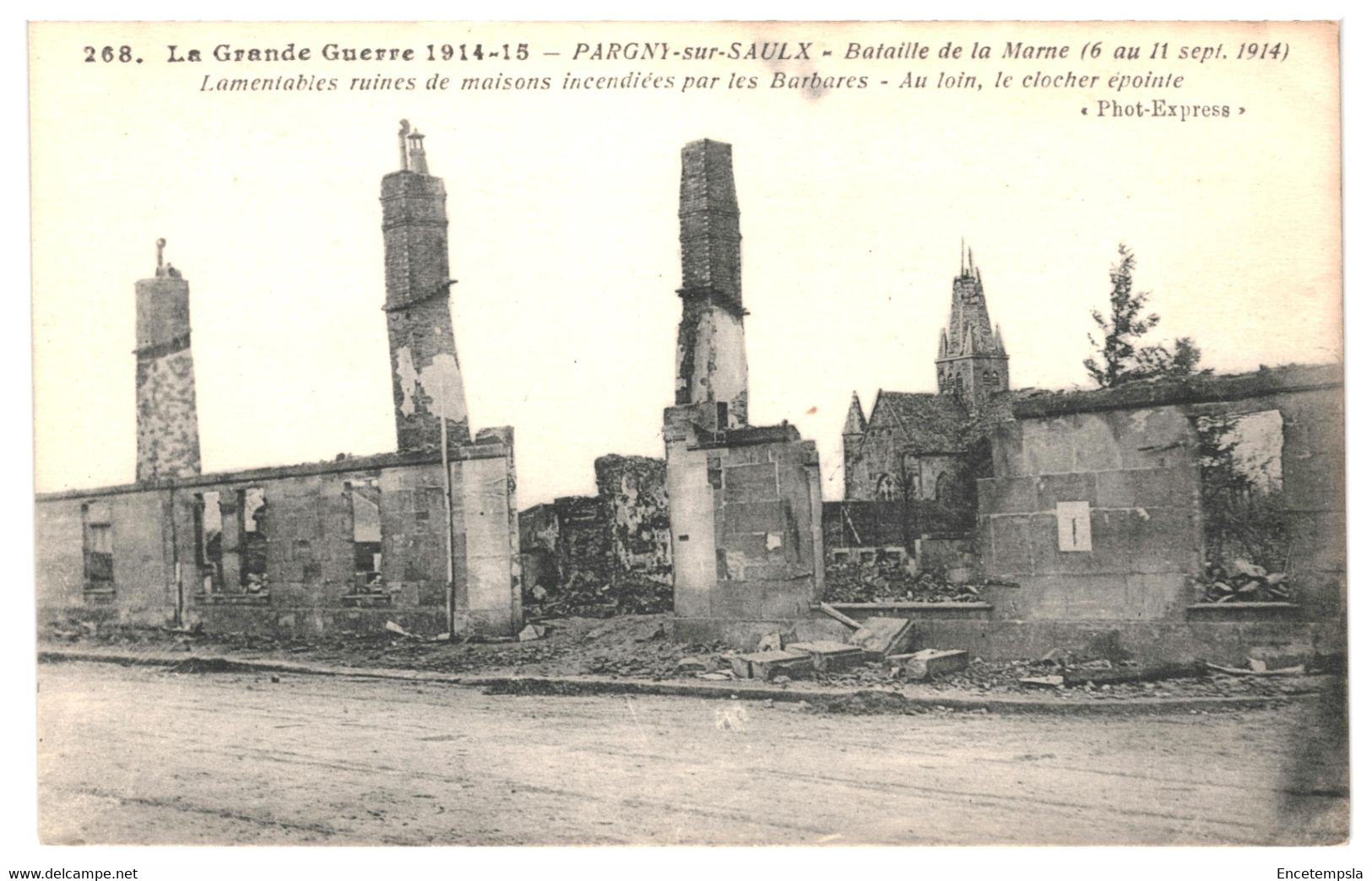 Carte Postale France-Pargny-sur-Saulx- Ruines de maisons incendiées 1914  VM37079