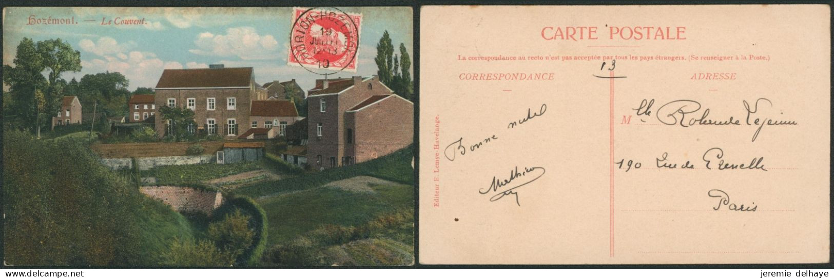 Carte postale - Hozémont le couvent (colorisée)