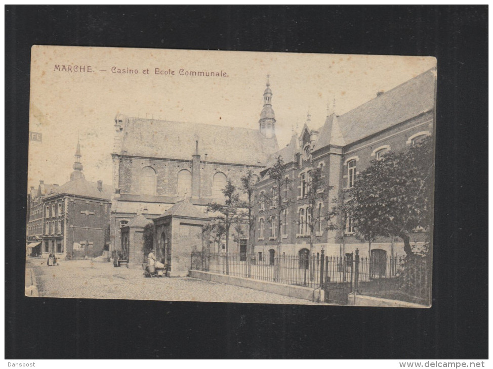 Carte Postale Marche Casino et Ecole Communale 1917