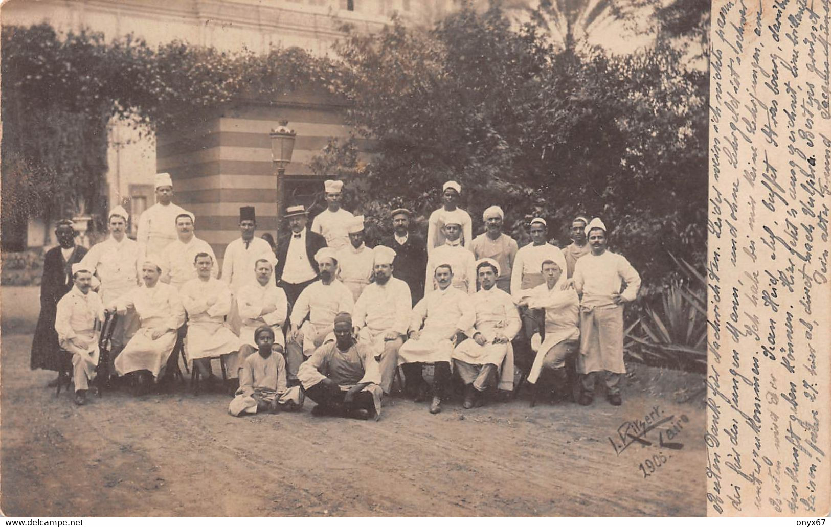 Carte Postale Photo LE CAIRE-Cairo-Egypte-Afrique-Cuisine-Cuisinier L. Ritsert Photograph Cairo 1906