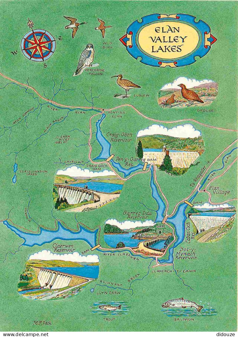 Carte Postale - Royaume-Uni - Pays de Galles - Elan valley lakes - Carte Géographique - Powys - Wales - CPM - Voir Scans