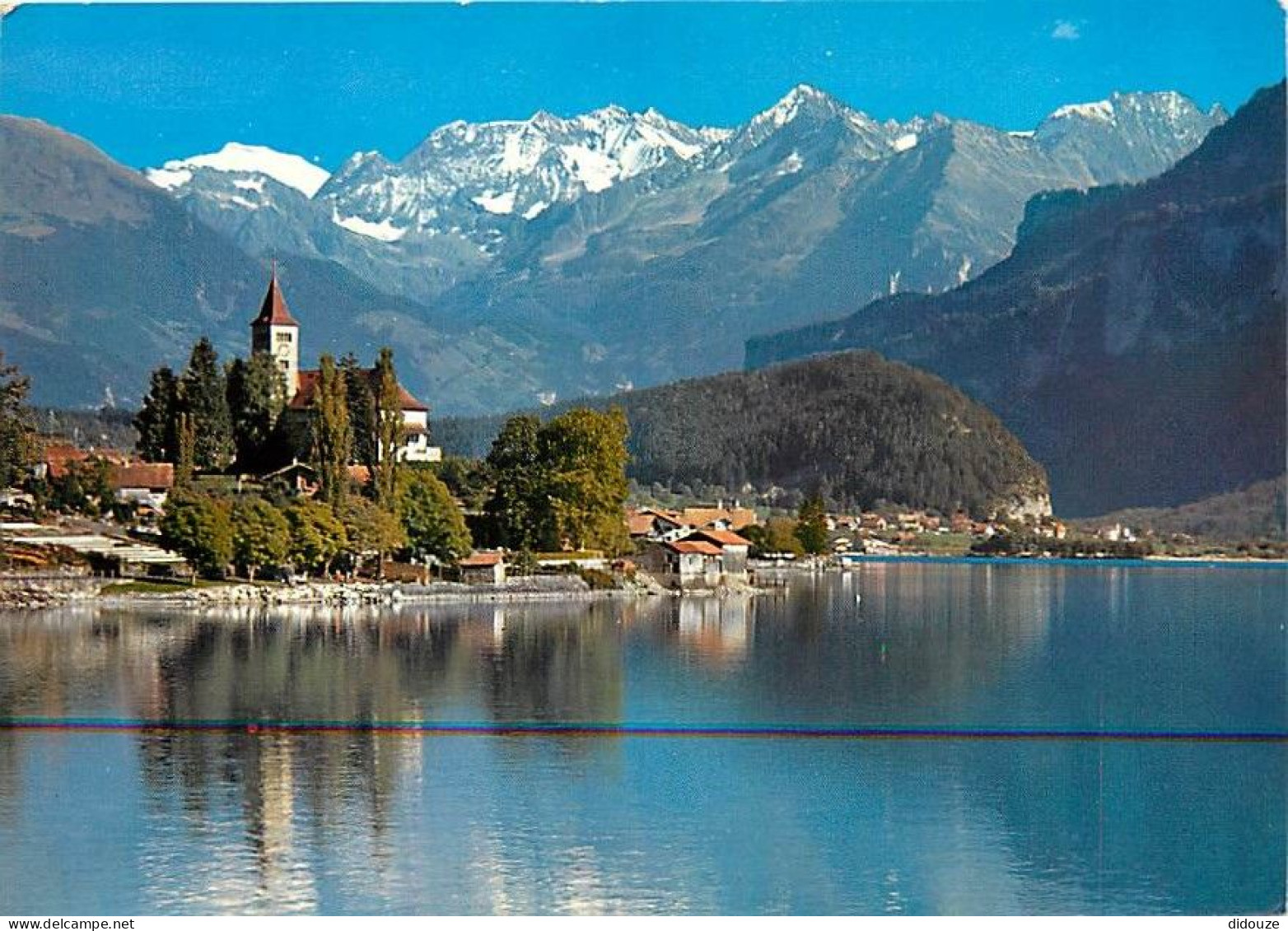 Carte Postale - Suisse - BE Berne - Brienz mit Kirche. Gwachtenhorn, Tierberge und Benzlauistock - Vue Générale - CPM -