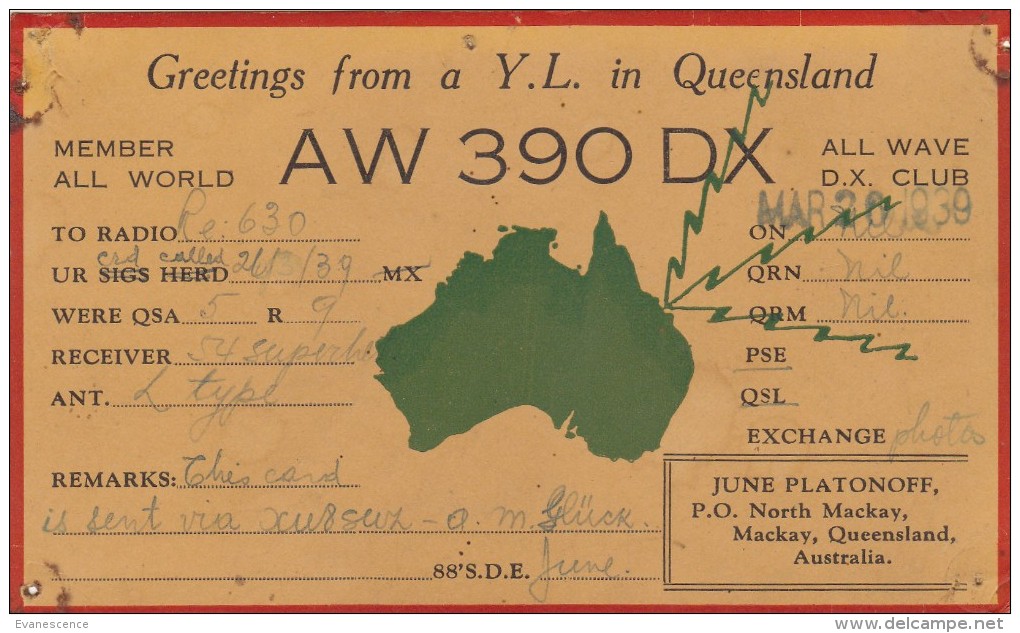 CARTE QSL   AUSTRALIE  RADIO AMATEUR   /////   REF  2014  FEV /  N° 1146