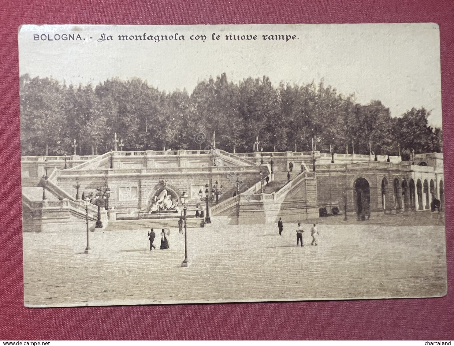 Cartolina - Bologna - La Montagnola con le Nuove Rampe - 1918