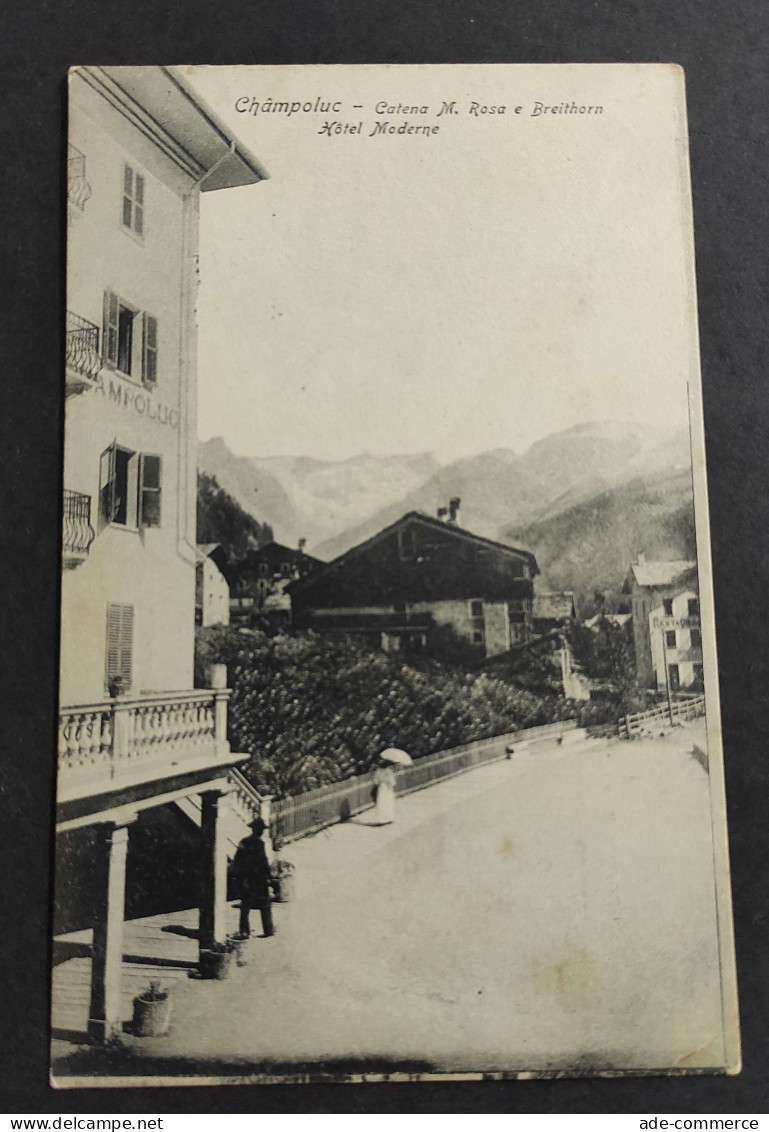 Cartolina Champoluc - Catena M. Rosa e Breithorn - Hotel Moderne