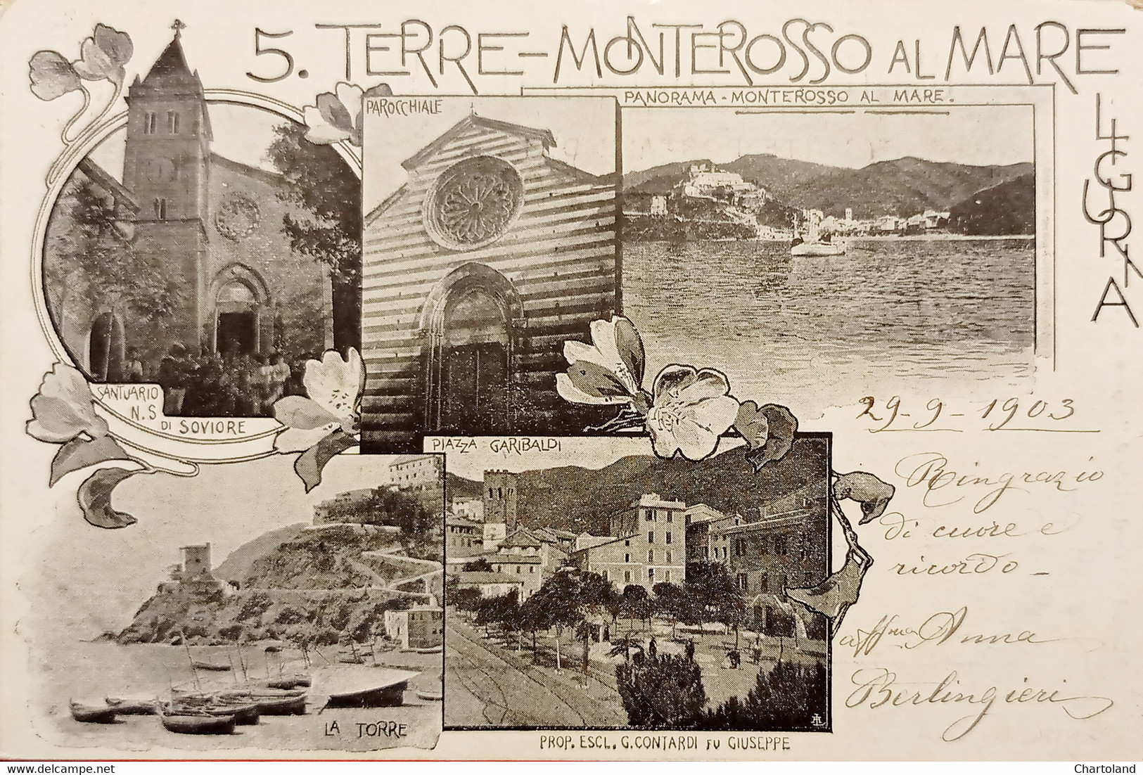 Cartolina - Cinque Terre - Monterosso al Mare Liguria - 1903