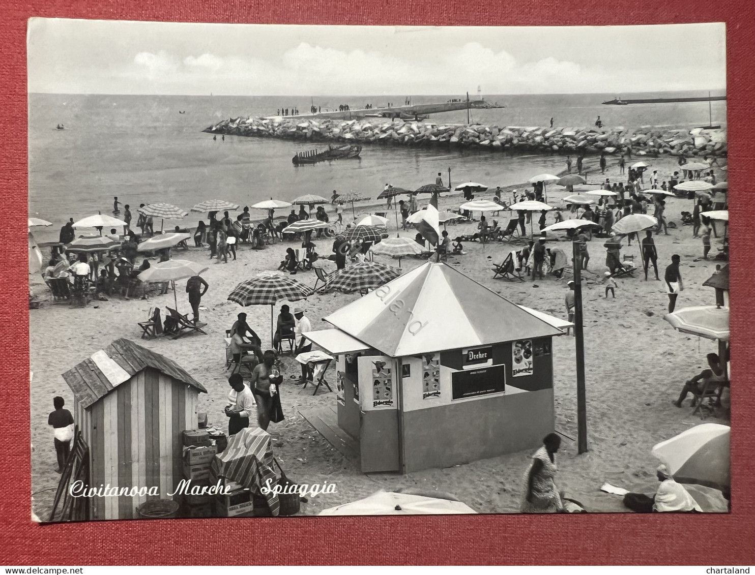 Cartolina - Civitanova Marche ( Macerata ) - Spiaggia - 1955 ca.