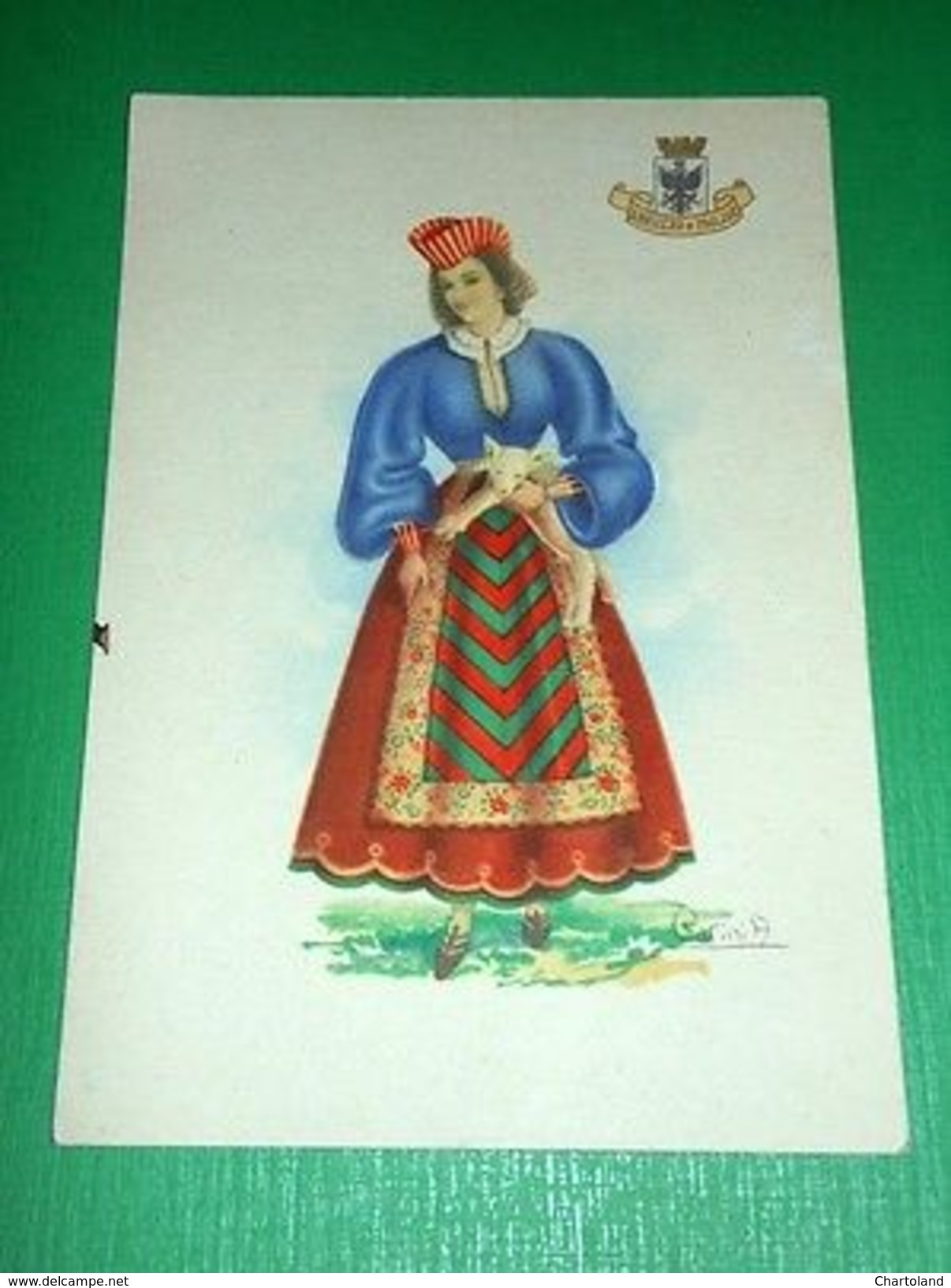 Cartolina Costumi Italiani - Abruzzo e Molise - Illustratore A. Carini 1950 ca