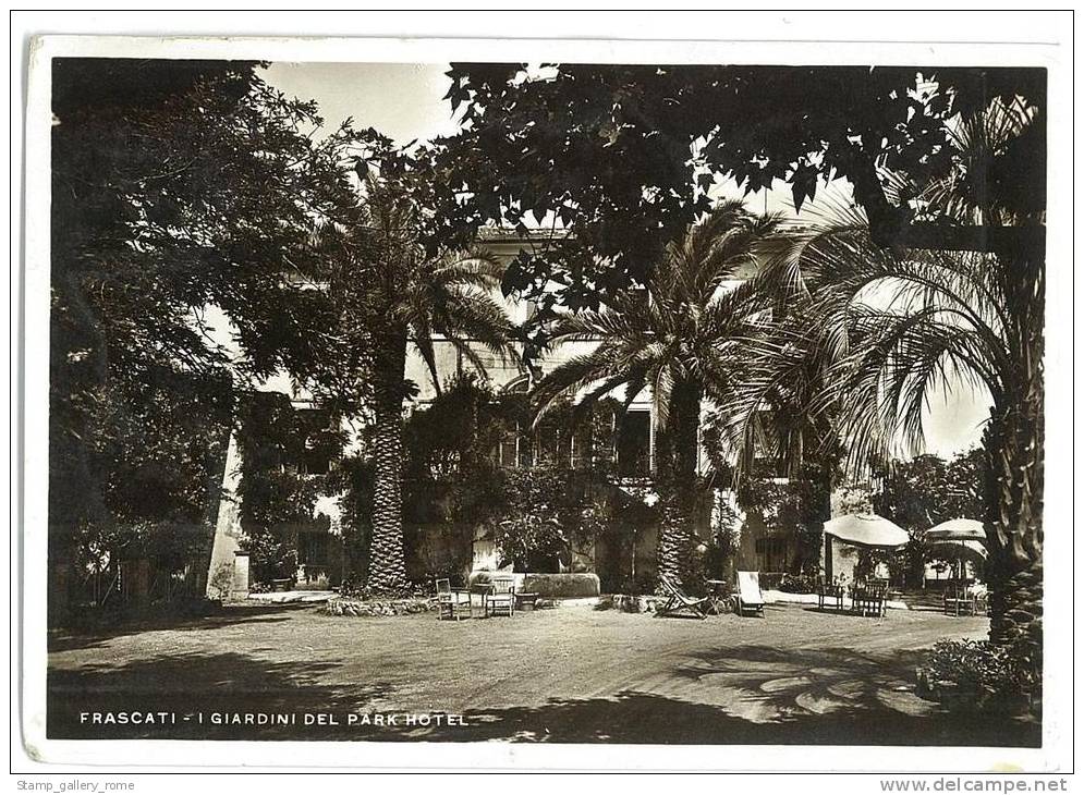 CARTOLINA -  FRASCATI - I GIARDINI DEL PARK HOTEL -  VIAGGIATA  NEL 1937