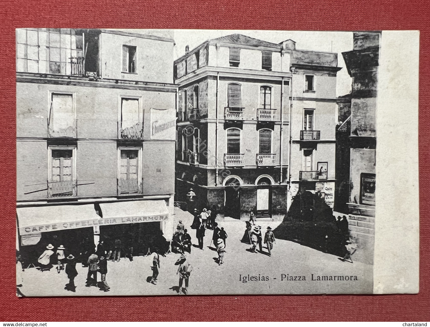 Cartolina - Iglesias - Piazza Lamarmora - 1909