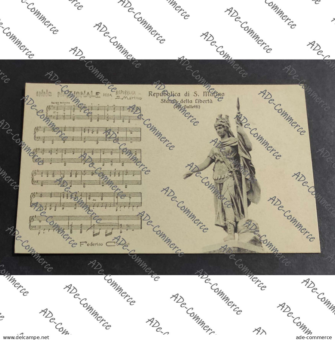 Cartolina Inno Nazionale Repubblica di S. Marino - Statua della Libertà (Del Galletti)