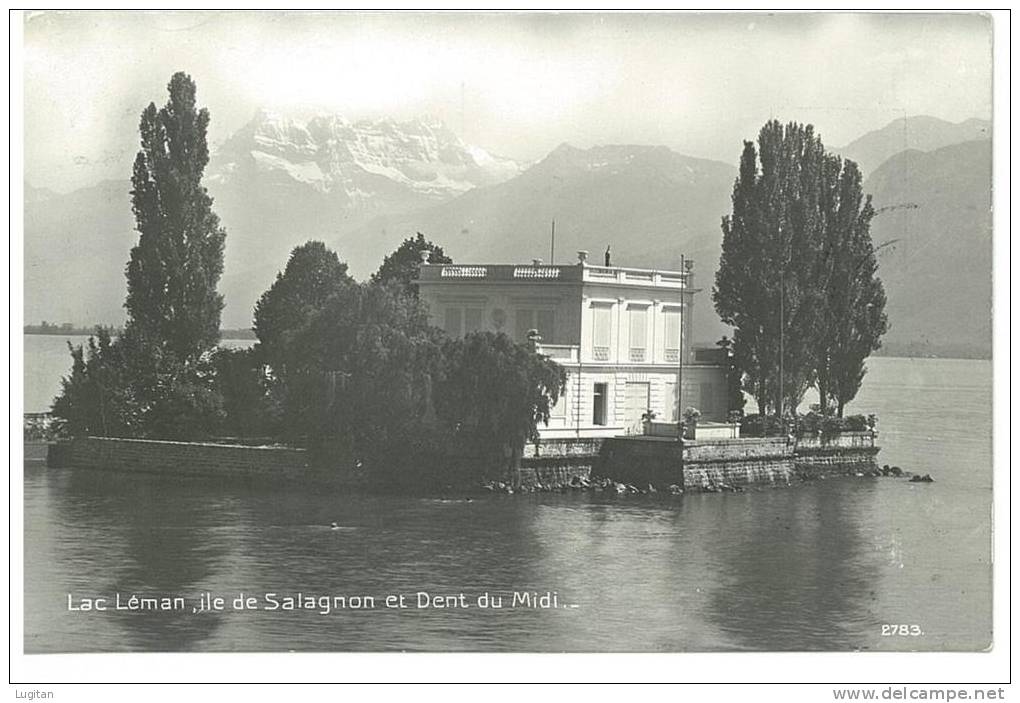 CARTOLINA   - LAC LEMAN - ILE DE SALAGNON ET DENT DU MIDI - LAGO -  VIAGGIATA  NEL 1912