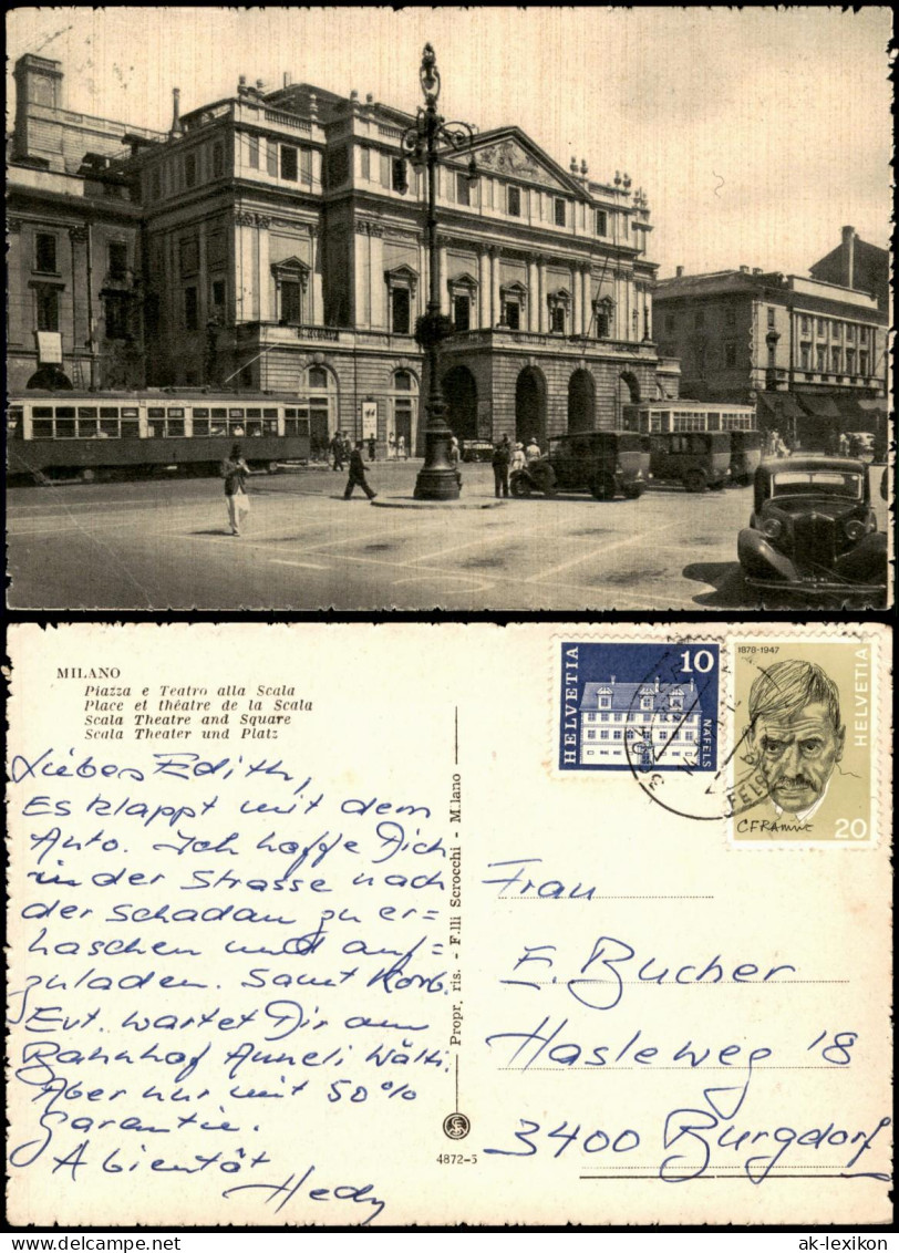 Cartolina Mailand Milano Piazza e Teatro alla Scala 1947