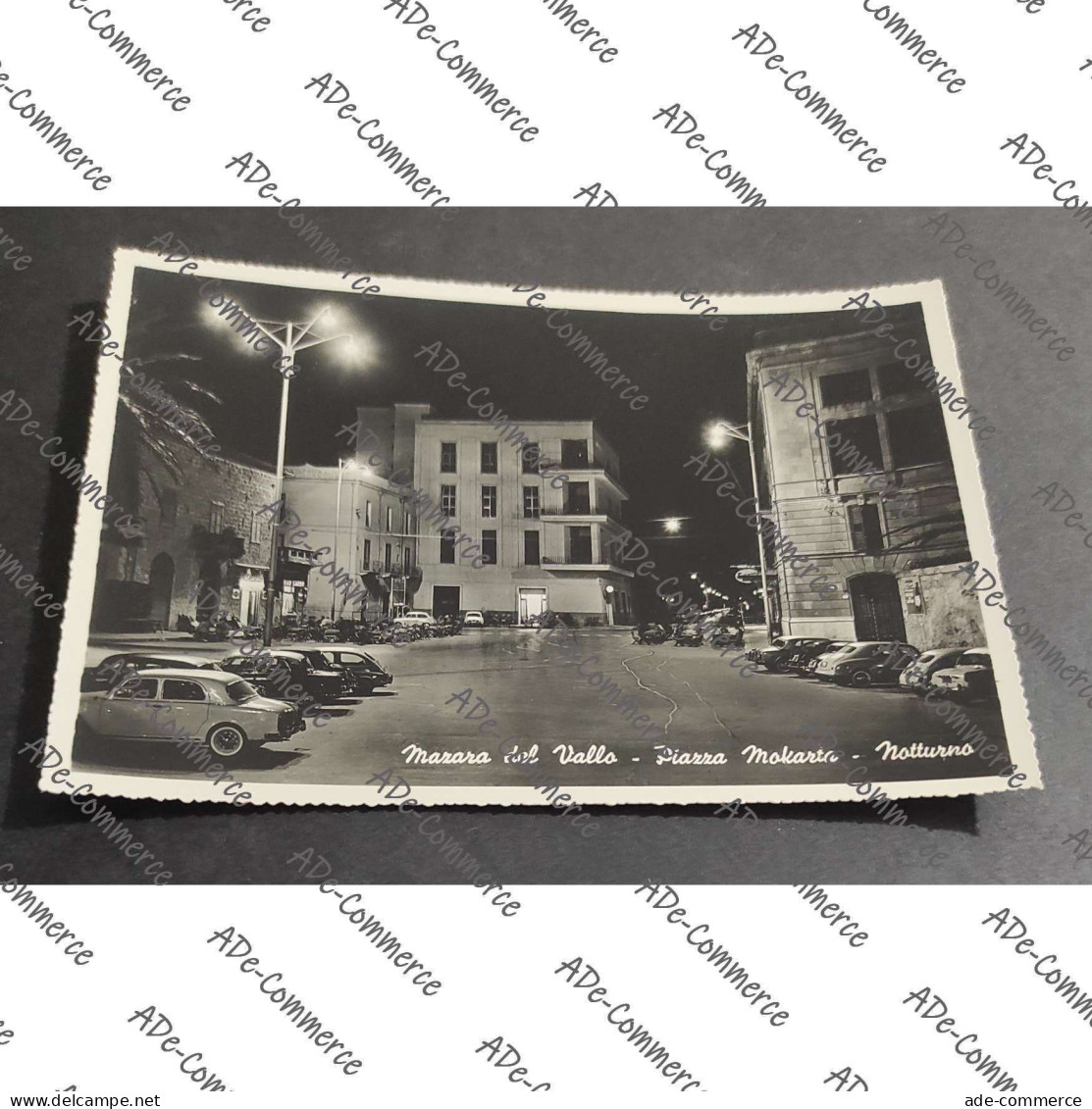 Cartolina Mazara del Vallo - Piazza Mokarta - Notturno