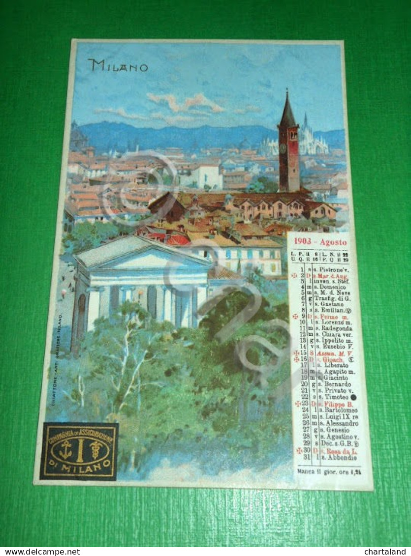 Cartolina Milano - Panorama / Pubblicità Compagnia Assicurazione di Milano 1903