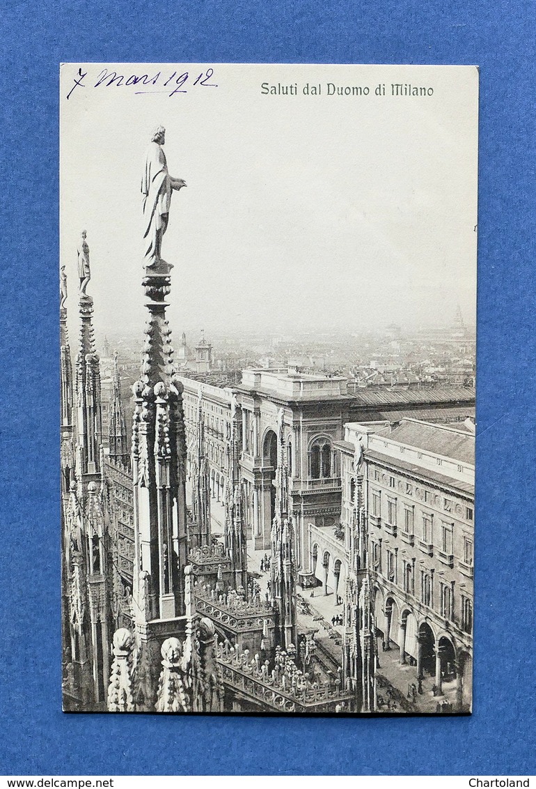 Cartolina Milano - Saluti dal Duomo di Milano - 1912