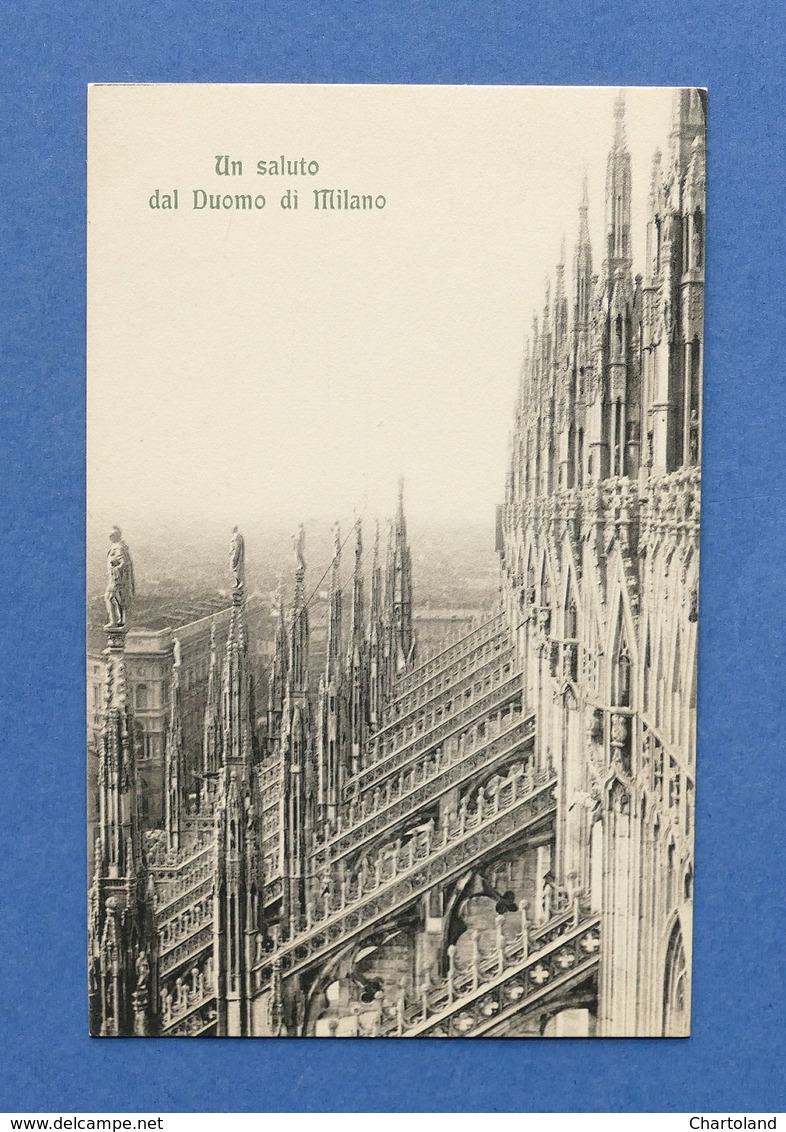 Cartolina Milano - Un saluto dal Duomo di Milano - 1910