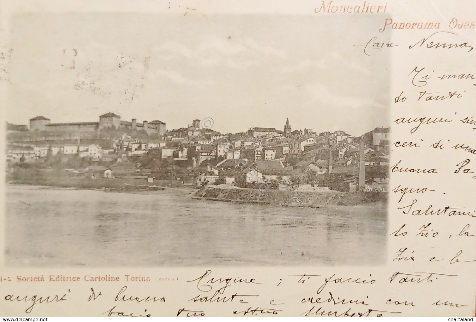 Cartolina - Moncalieri - Panorama Ovest - 1900
